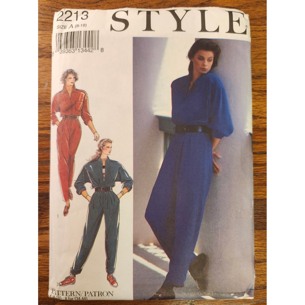 Vintage Style 2213 Sewing Pattern Misses Jumpsuit Size 8-18 Front Zip 80s Retro